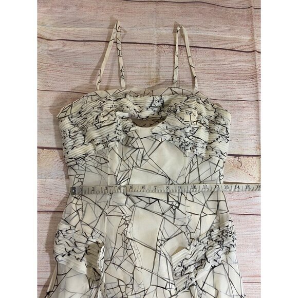 Carolina Herrera Women's Cream/Black Layered 100% Silk Dress - 6 - Picture 13 of 17